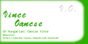 vince oancse business card